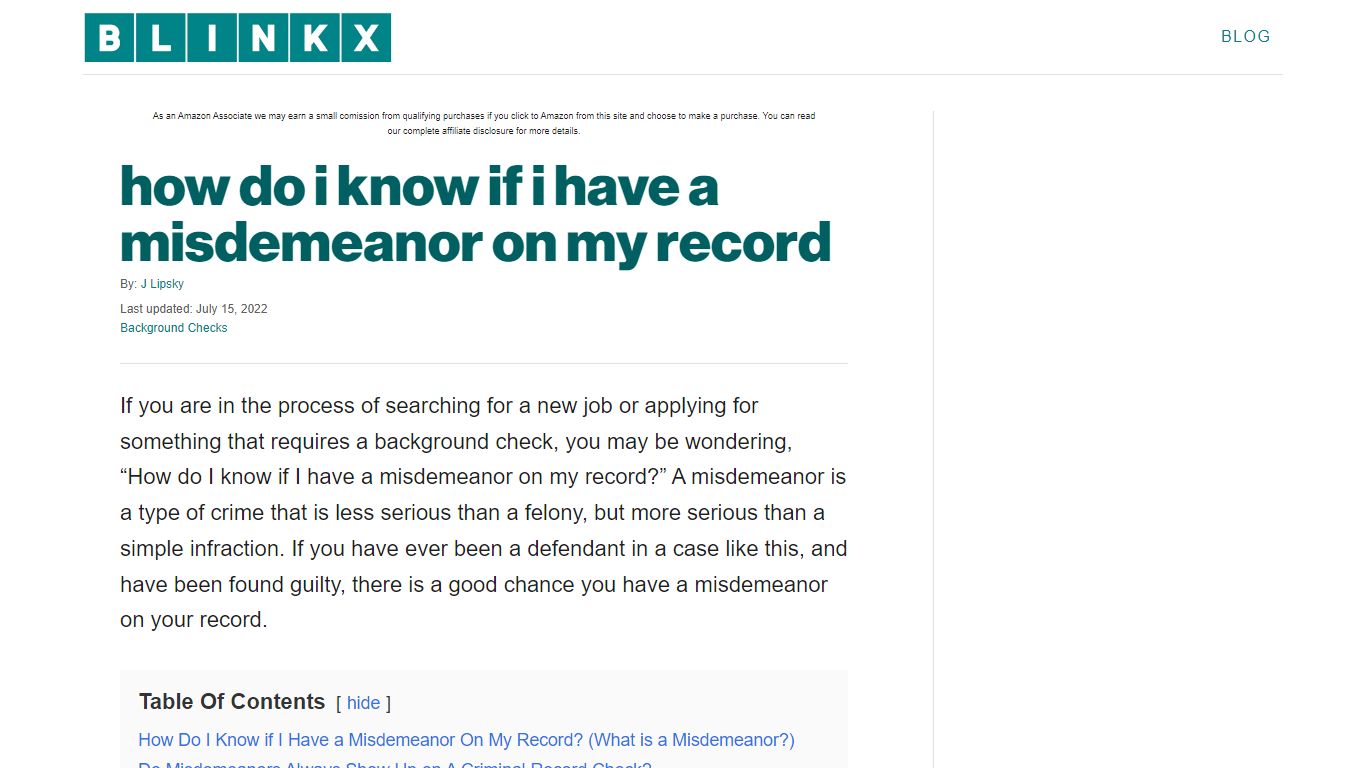 how do i know if i have a misdemeanor on my record - Blinkx